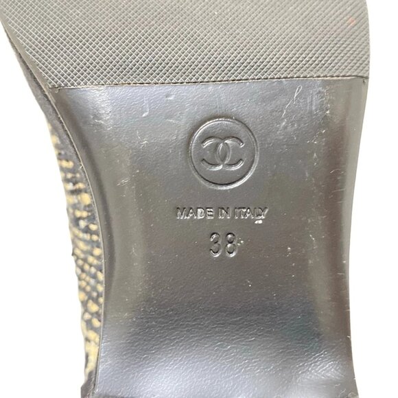 CHANEL - Black Beige Tweeds Chemical Fiber Women's Shoes 431-062725 - Picture 8 of 8